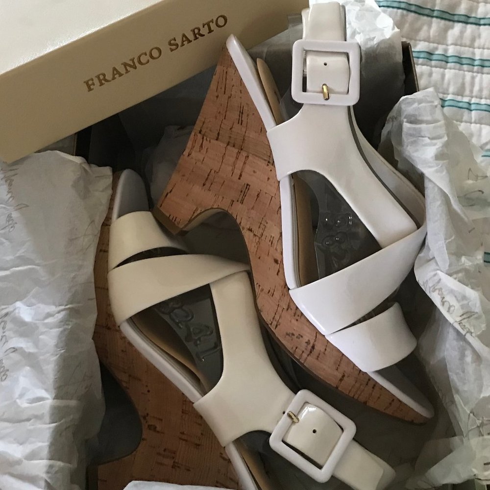 Franco Sarto 'WHITE MIRAGE' Platform w Cork bottom